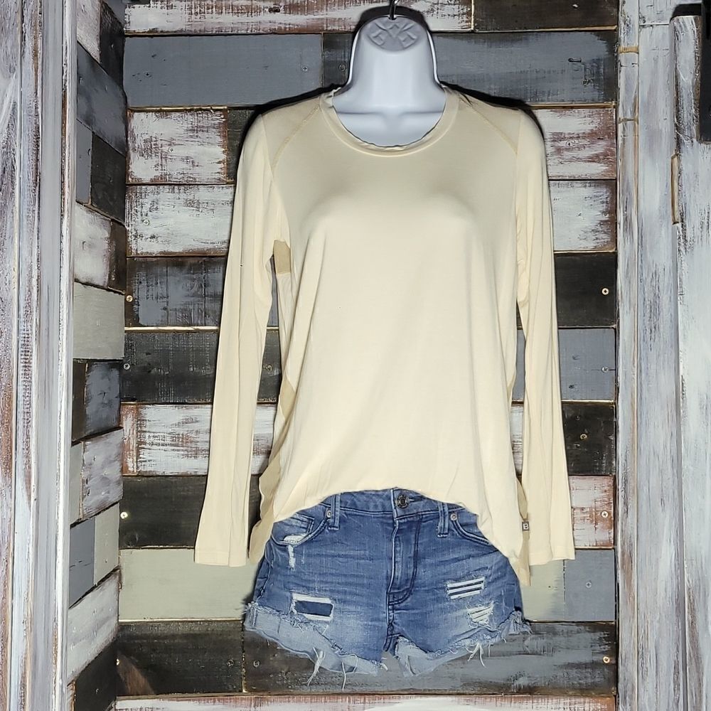B designed in LA Long Sleeve Mesh Cream Top Small
